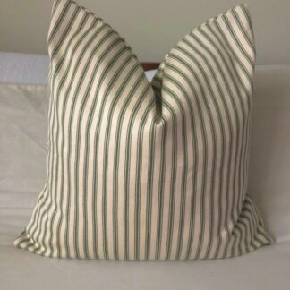 Olive green striped ticking pillow covers, muted green home decor, scatter cushion covers