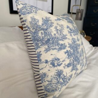 Blue toile du jouy cushion cover, french country style home decor