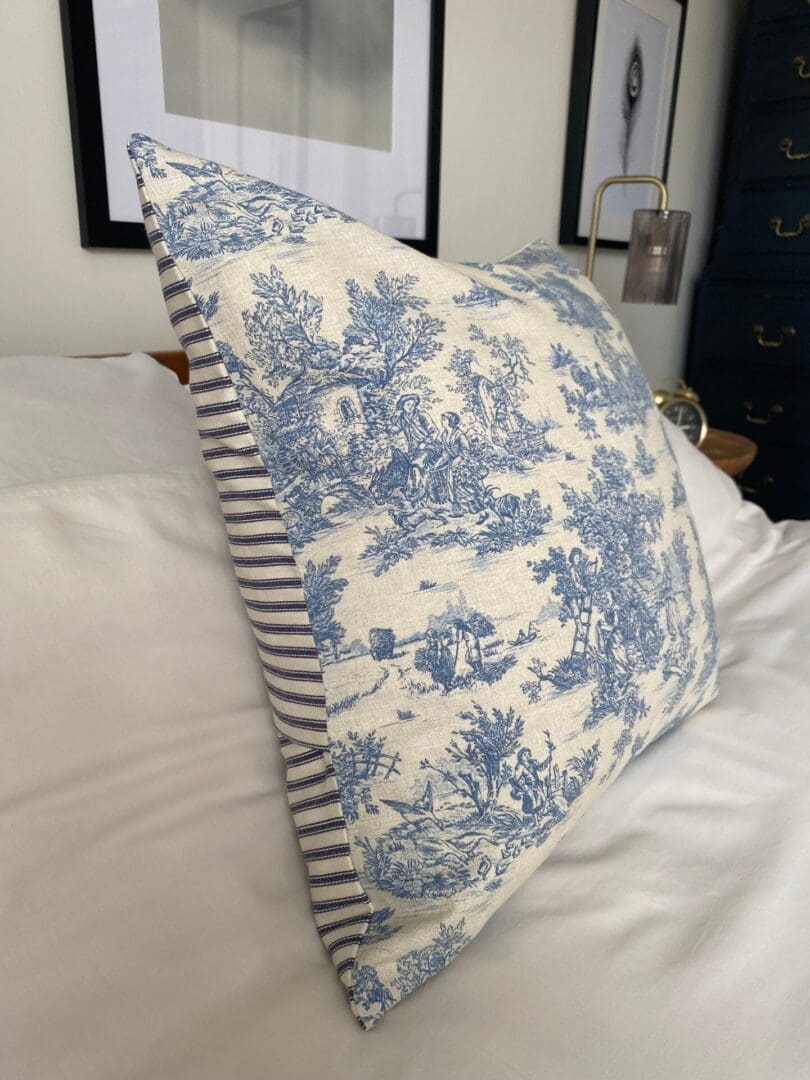 Blue toile du jouy cushion cover, french country style home decor