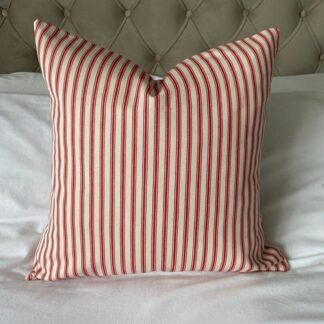 Red striped ticking cushion covers, french country home decor, Christmas pillow covers