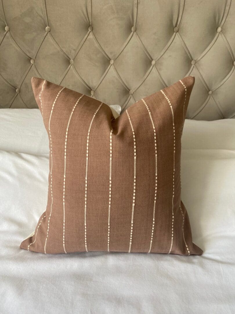 Tan brown cushion covers, organic neutral cotton envelope reverse