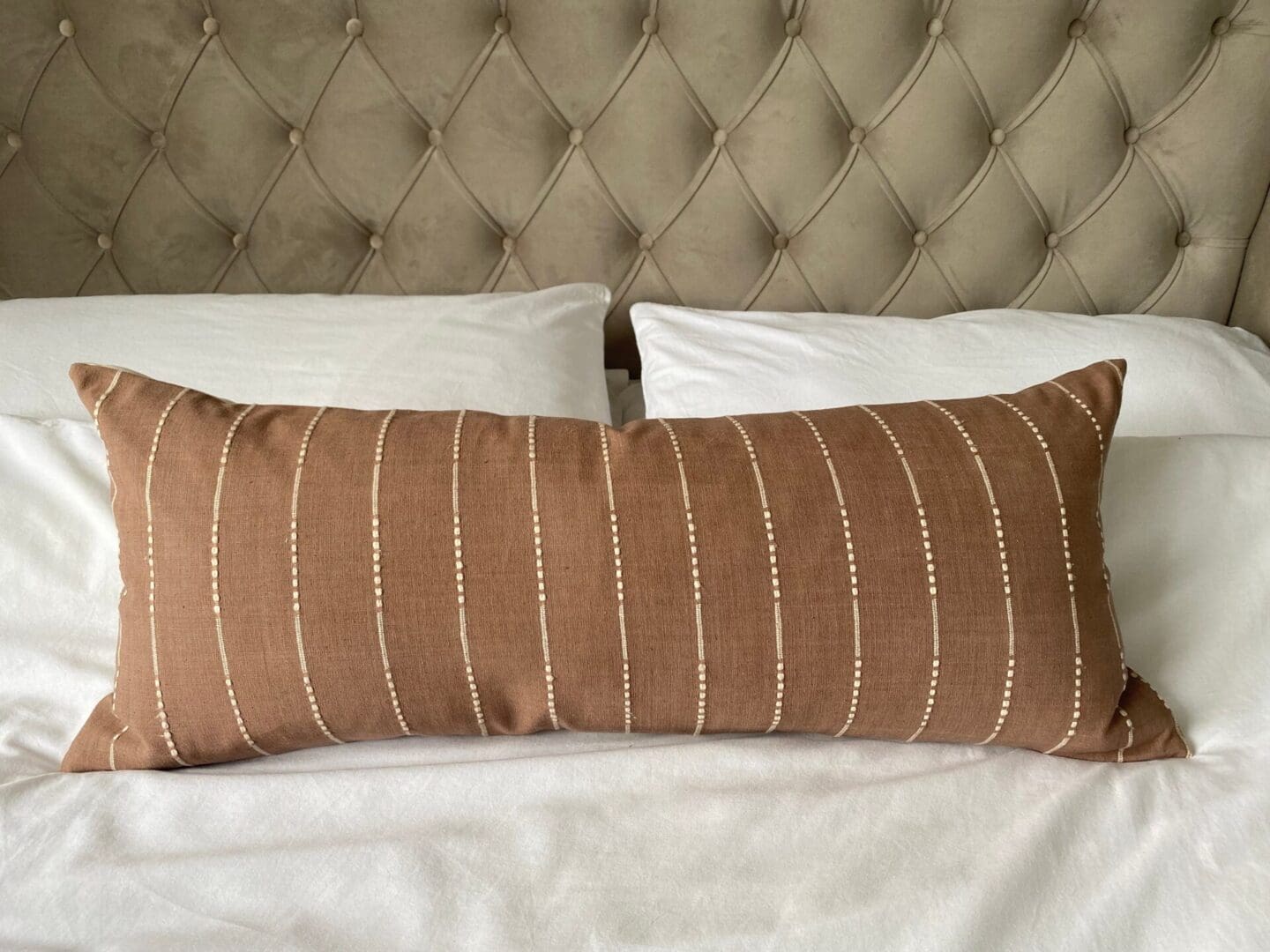light brown striped lumber pillow cover, extra long tan cushion covers