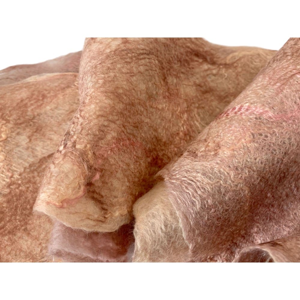 Morning Blush Long Infinity Scarf Cowl Handmade Wool and Silk Felt - Image 4