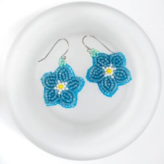 Hand-Beaded Forget Me Not Earrings