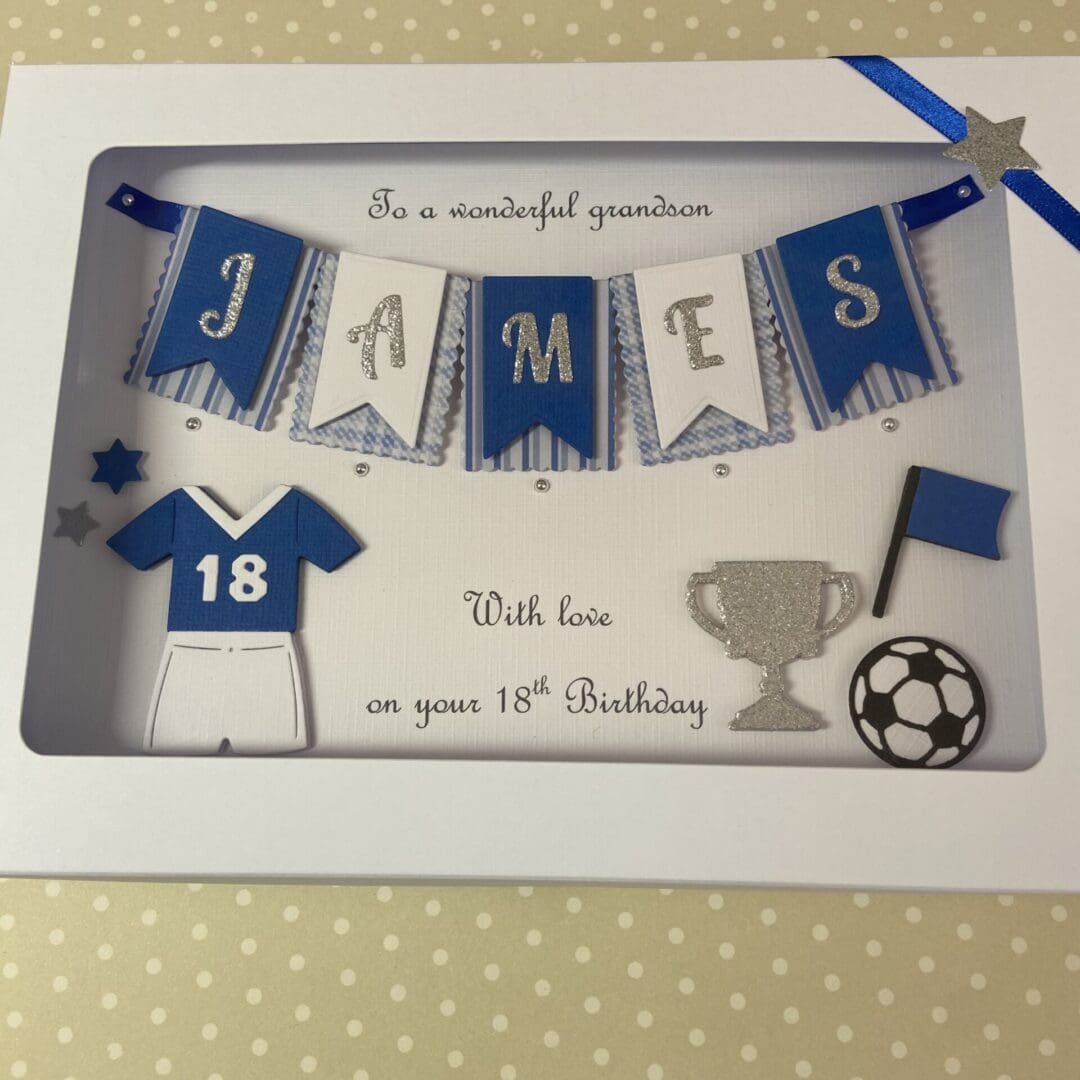 Personalised Handmade Football Birthday Card Gift Boxed Keepsake Any Age Son Grandson Husband 18 21 30 40 50 Any Age - Image 4