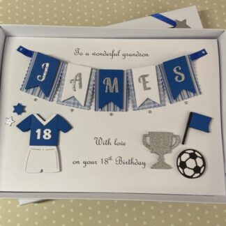 Personalised Handmade Football Birthday Card Gift Boxed Keepsake Any Age Son Grandson Husband 18 21 30 40 50 Any Age