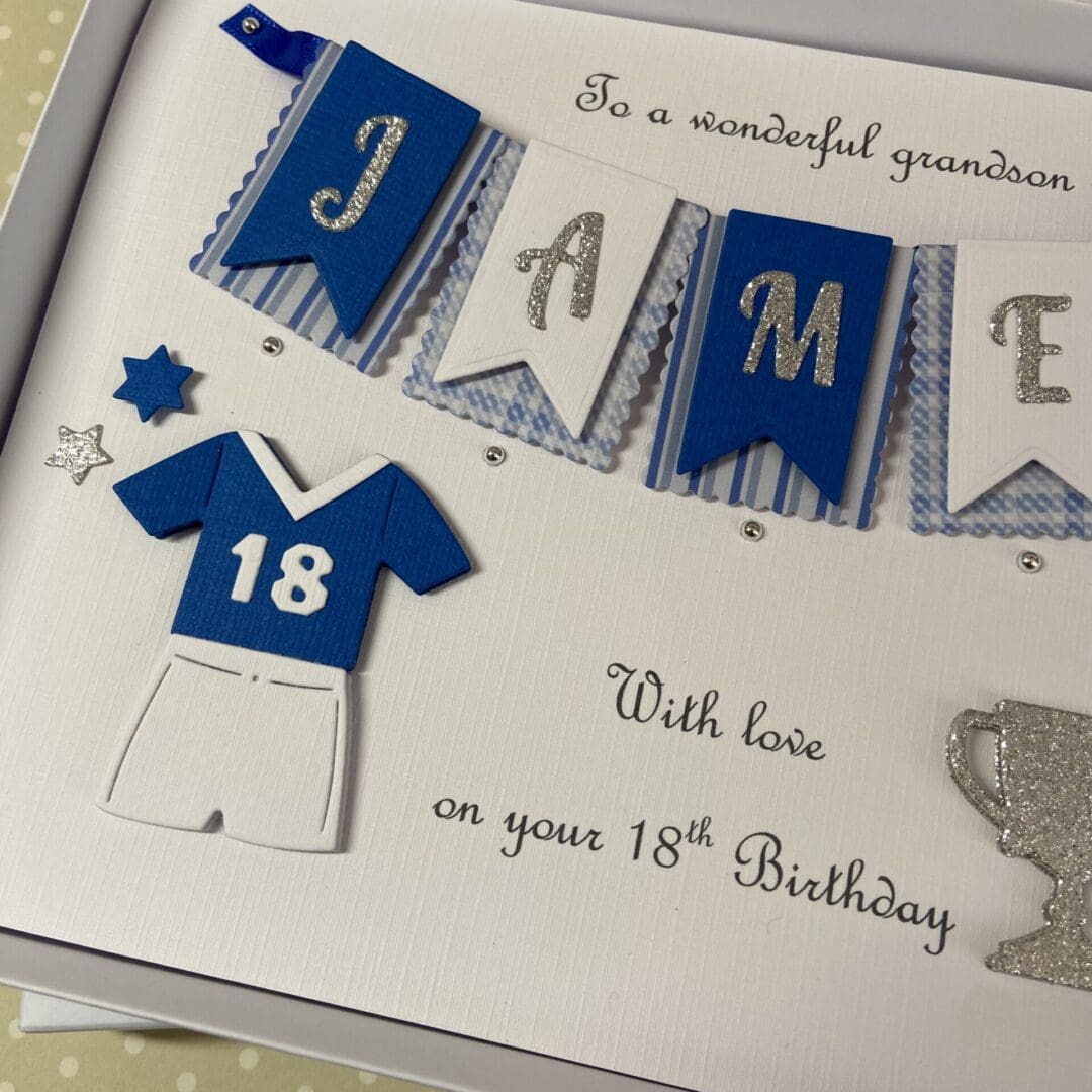 Personalised Handmade Football Birthday Card Gift Boxed Keepsake Any Age Son Grandson Husband 18 21 30 40 50 Any Age - Image 3