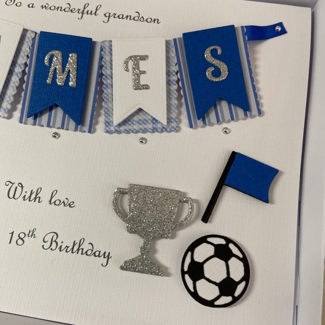 Personalised Handmade Football Birthday Card Gift Boxed Keepsake Any Age Son Grandson Husband 18 21 30 40 50 Any Age - Image 2