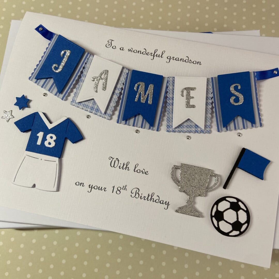 Personalised Handmade Football Birthday Card Gift Boxed Keepsake Any Age Son Grandson Husband 18 21 30 40 50 Any Age - Image 5
