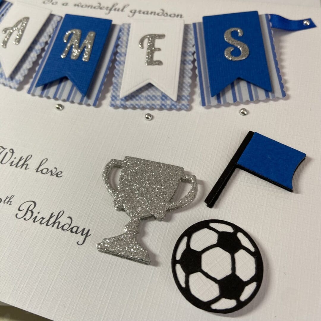Personalised Handmade Football Birthday Card Gift Boxed Keepsake Any Age Son Grandson Husband 18 21 30 40 50 Any Age - Image 6