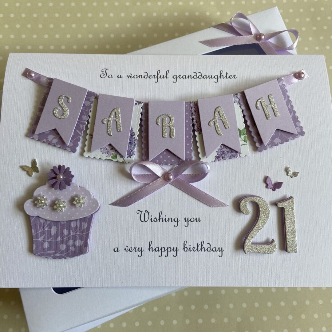 Personalised Handmade Birthday Card Gift Boxed Any Age Daughter Granddaughter Mum Wife Sister 18 21 30 40 50 60
