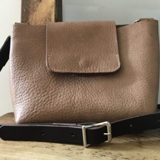 Italian leather, shoulder bag, with zip clutch
