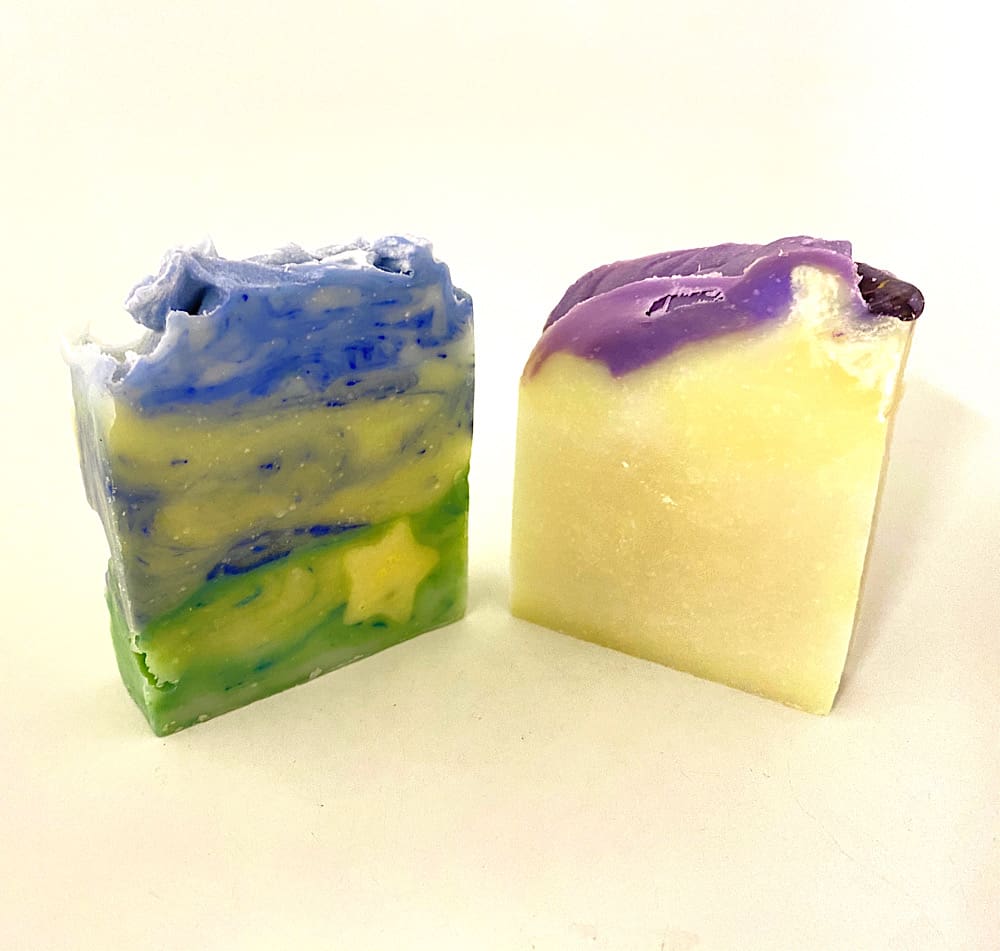 Soap Dish And Soap Set In Green and Lavender - Image 9