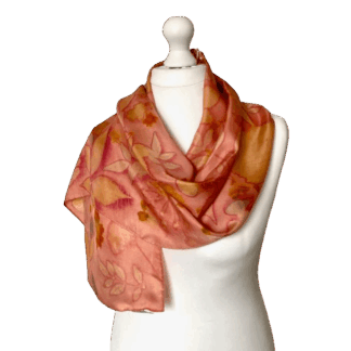 peaches-and-cream-silk-scarf-with-leaf-prints-marian-may-textile-art