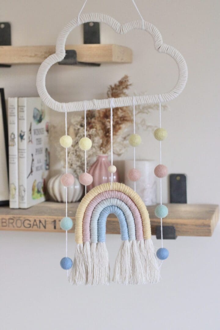 Macrame Rainbow Mobile, Nursery Decor, Baby Mobiles - Image 2