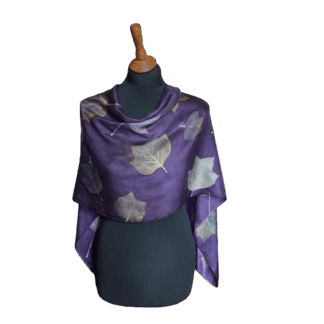 tulip-tree-leaf-printed-purple-silk-scarf-marian-may-textile-art