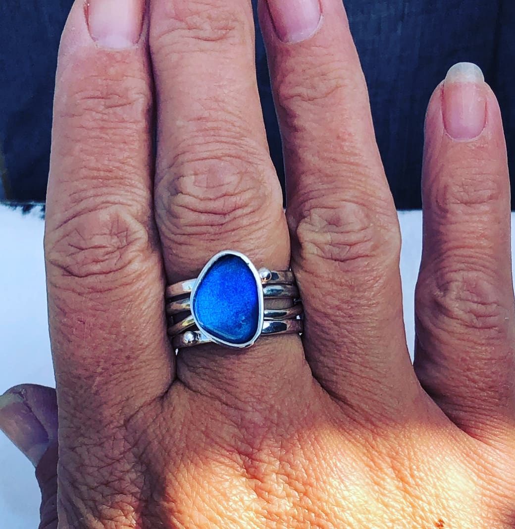 Enamel Silver Stack Ring - Image 2