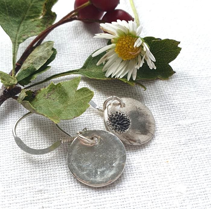 Handcrafted Fine Silver Wild Flower Daisy Drop Earrings - Image 7