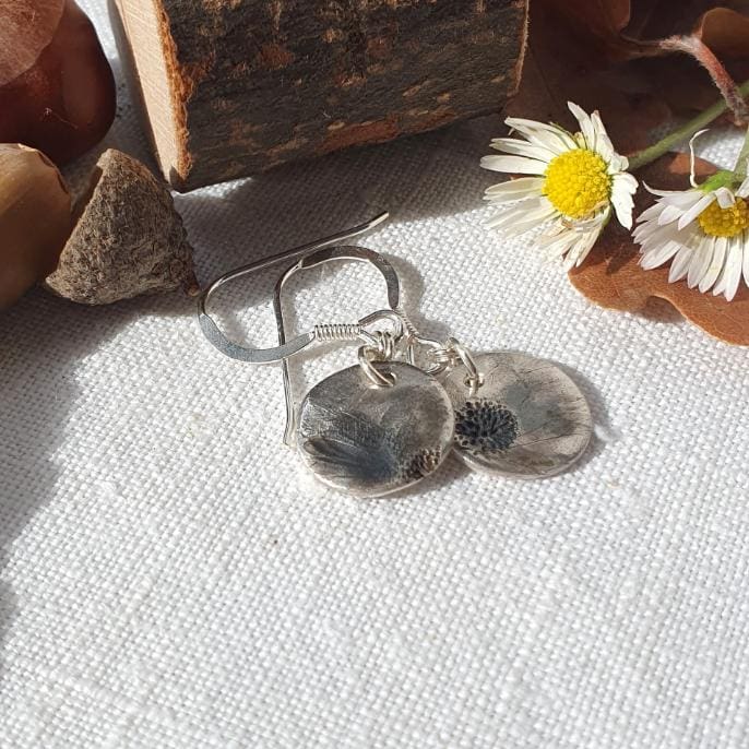 Handcrafted Fine Silver Wild Flower Daisy Drop Earrings - Image 6