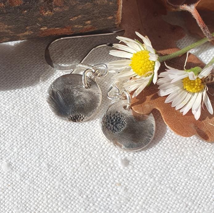 Handcrafted Fine Silver Wild Flower Daisy Drop Earrings - Image 5