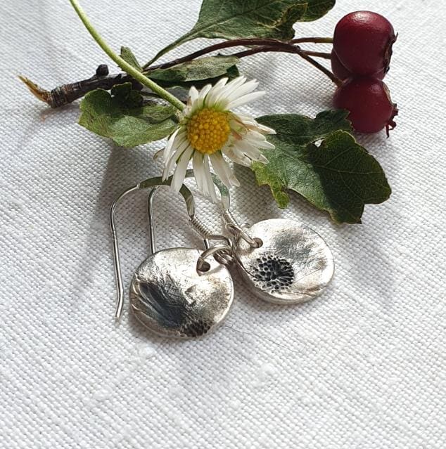 Handcrafted Fine Silver Wild Flower Daisy Drop Earrings - Image 4