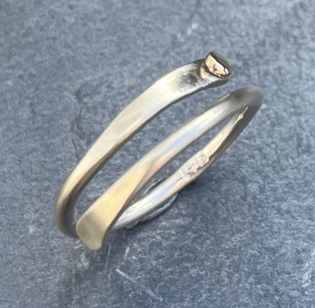 Wrap over Silver and Gold Ring - Image 3