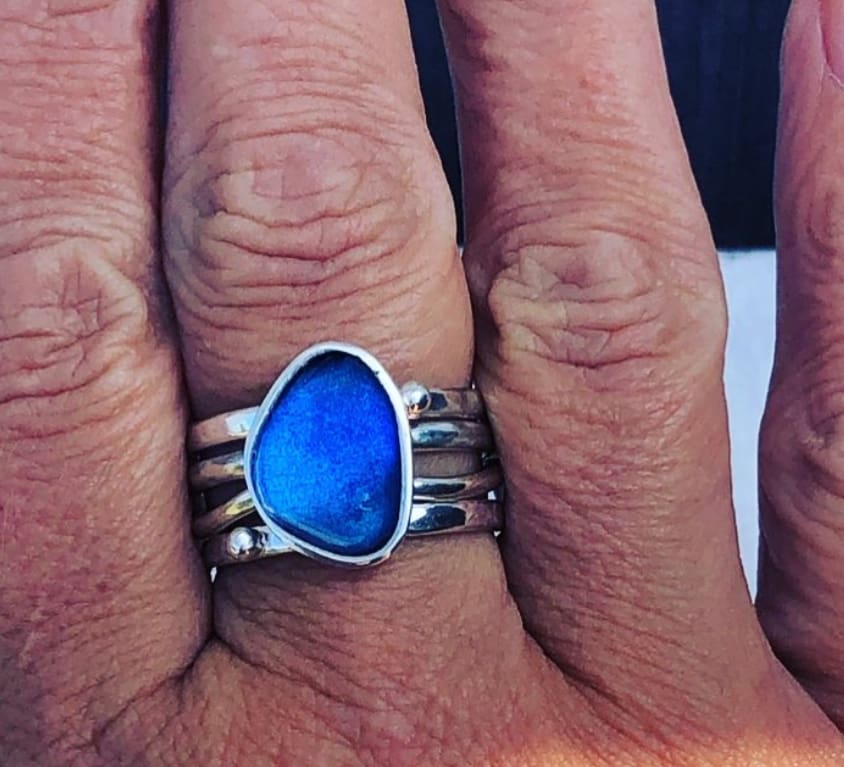 Enamel Silver Stack Ring - Image 4