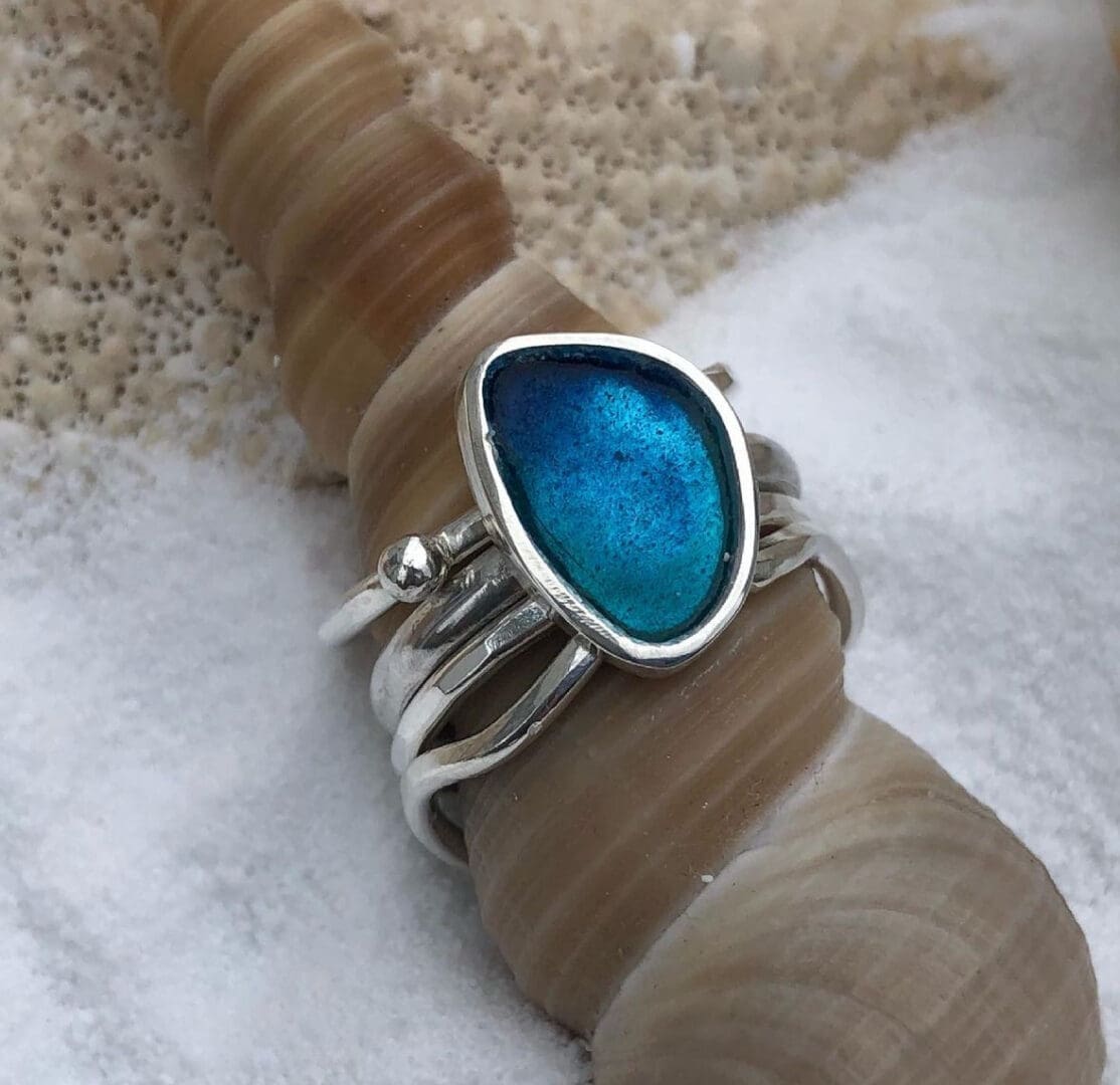 Enamel Silver Stack Ring - Image 5