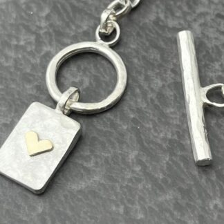 Gold Heart Silver Fob Necklace