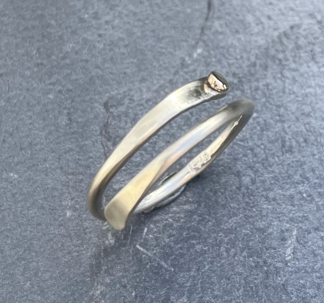Wrap over Silver and Gold Ring