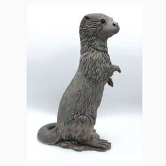 Standing Otter Garden Sculpture - Weathered Bronze resin