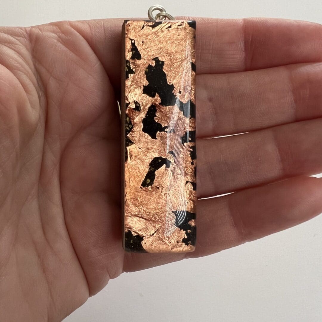Rose Gold Rectangle Bar Necklace - Image 7