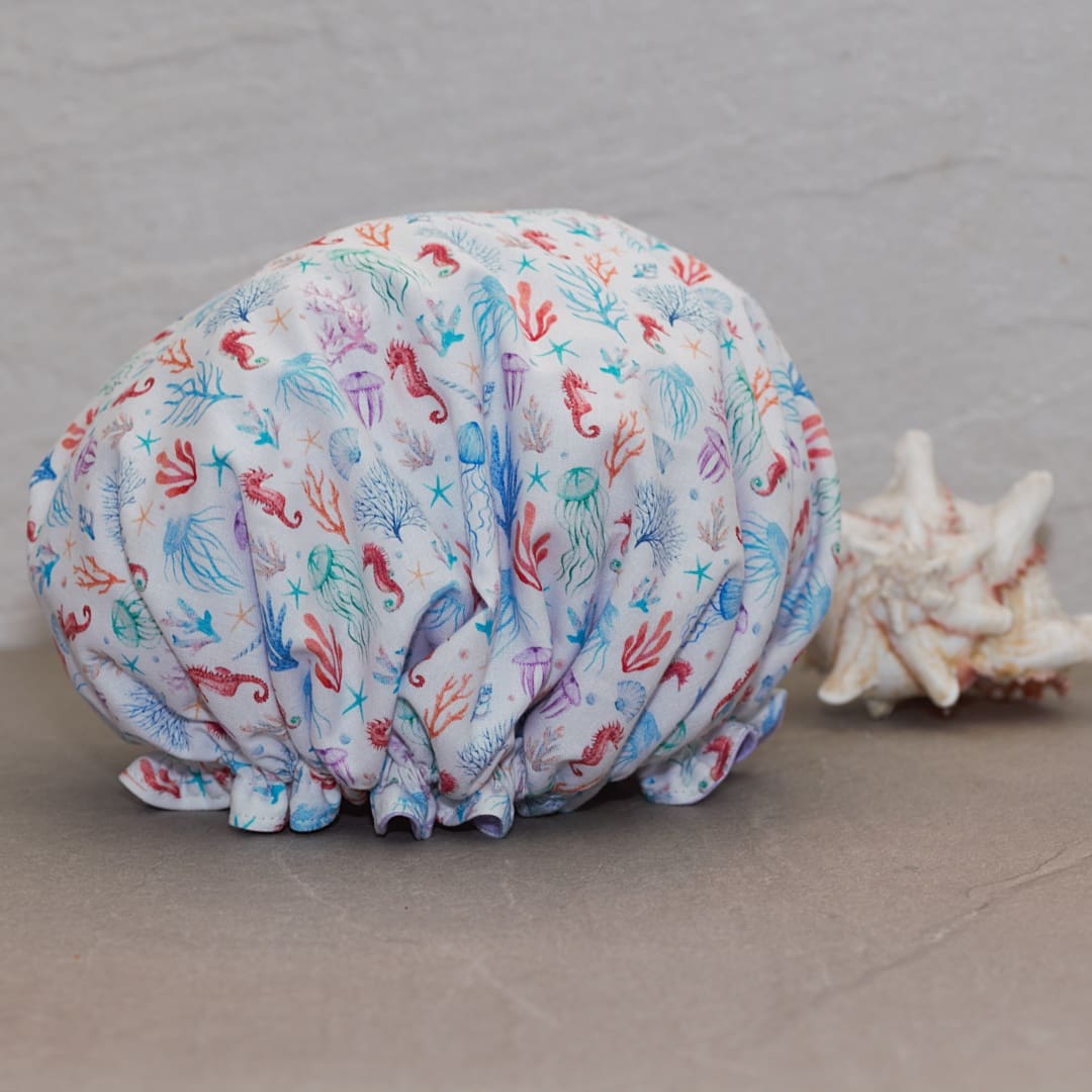 Seahorse and Jellyfish Luxury Shower Cap