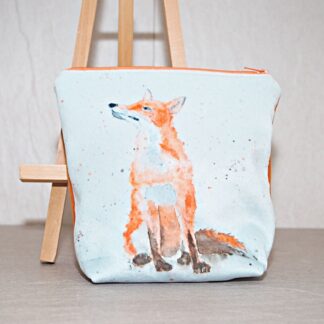 Small Fox Velvet Zip Pouch