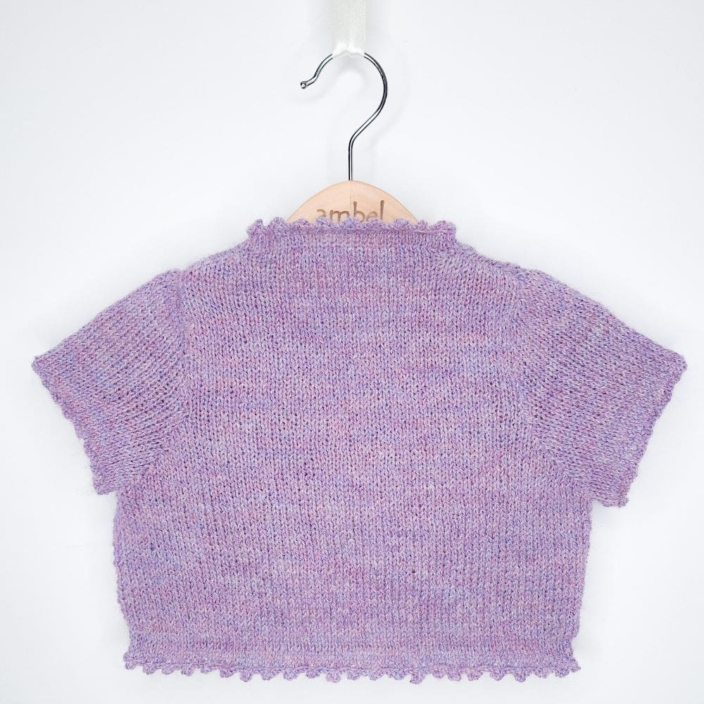 Beautiful Girls Lilac Bolero/Cardigan, Hand-knitted Warmth And Luxury In Merino And Alpaca Wool, Autumn Winter Christmas 2-4 yrs - Image 2