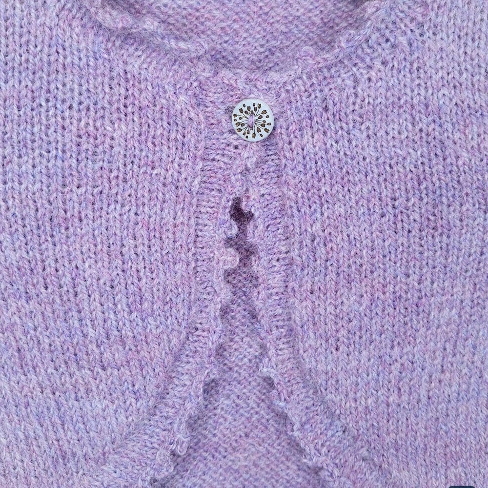 Beautiful Girls Lilac Bolero/Cardigan, Hand-knitted Warmth And Luxury In Merino And Alpaca Wool, Autumn Winter Christmas 2-4 yrs - Image 3
