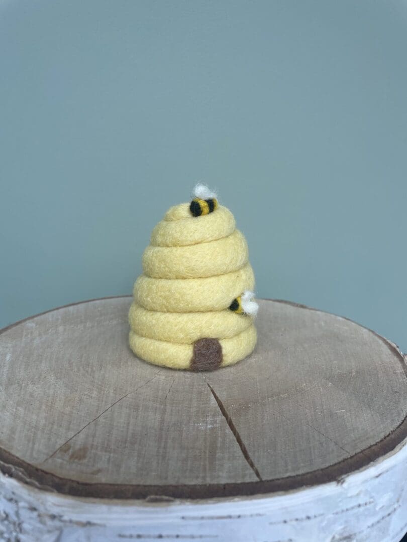 Needle felted bee hive