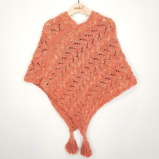 Snuggly Warm Hand-knitted Poncho, Autumn Winter Christmas Luxury Knitwear For Girls, 3-6 yrs