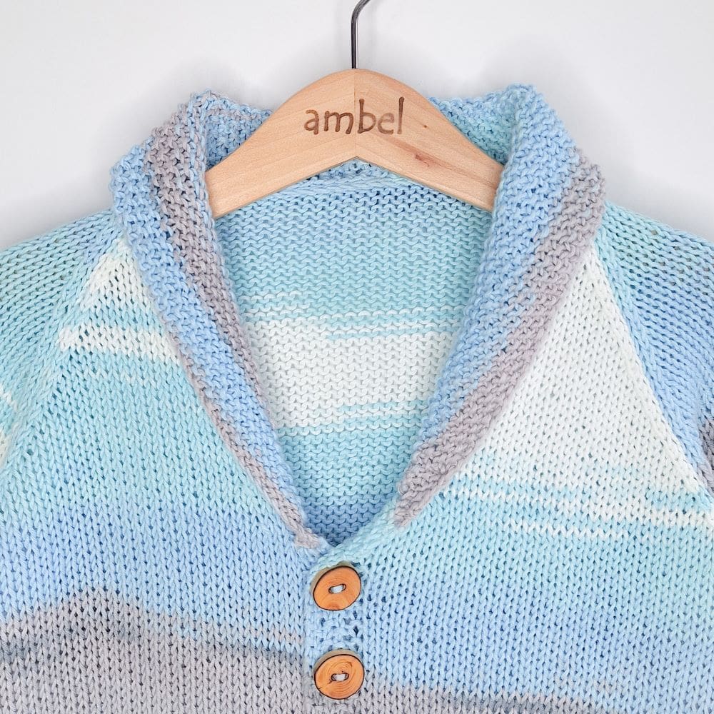 Costy Retro Vibes Cardigan Handknitted in 100% Cotton, Autumn Winter Christmas Boy Or Girl, 4-6 Years - Image 4