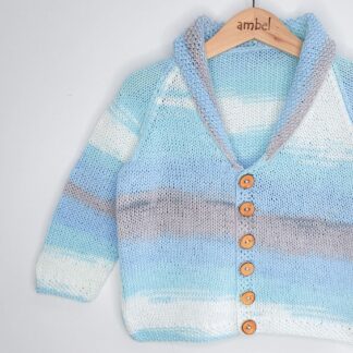 Costy Retro Vibes Cardigan Handknitted in 100% Cotton, Autumn Winter Christmas Boy Or Girl, 4-6 Years