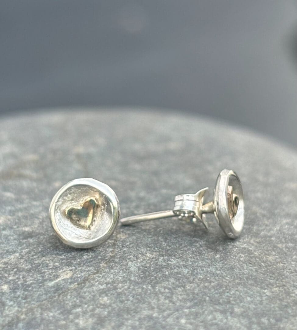 Gold Heart Round Studs - Image 5