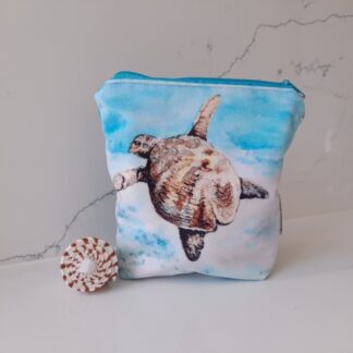 Velvet Turtle Zip Pouch Purse