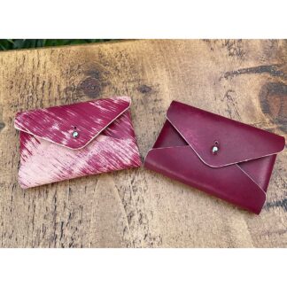 Red leather, contrast pocket, cardholders, handcrafted