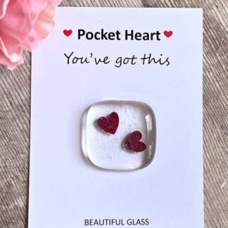 Fused Glass Love Hearts Pocket Hug, You've Got This