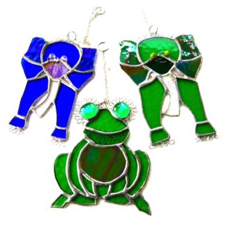 Elephant or Frog Stained Glass Suncatcher Handmade