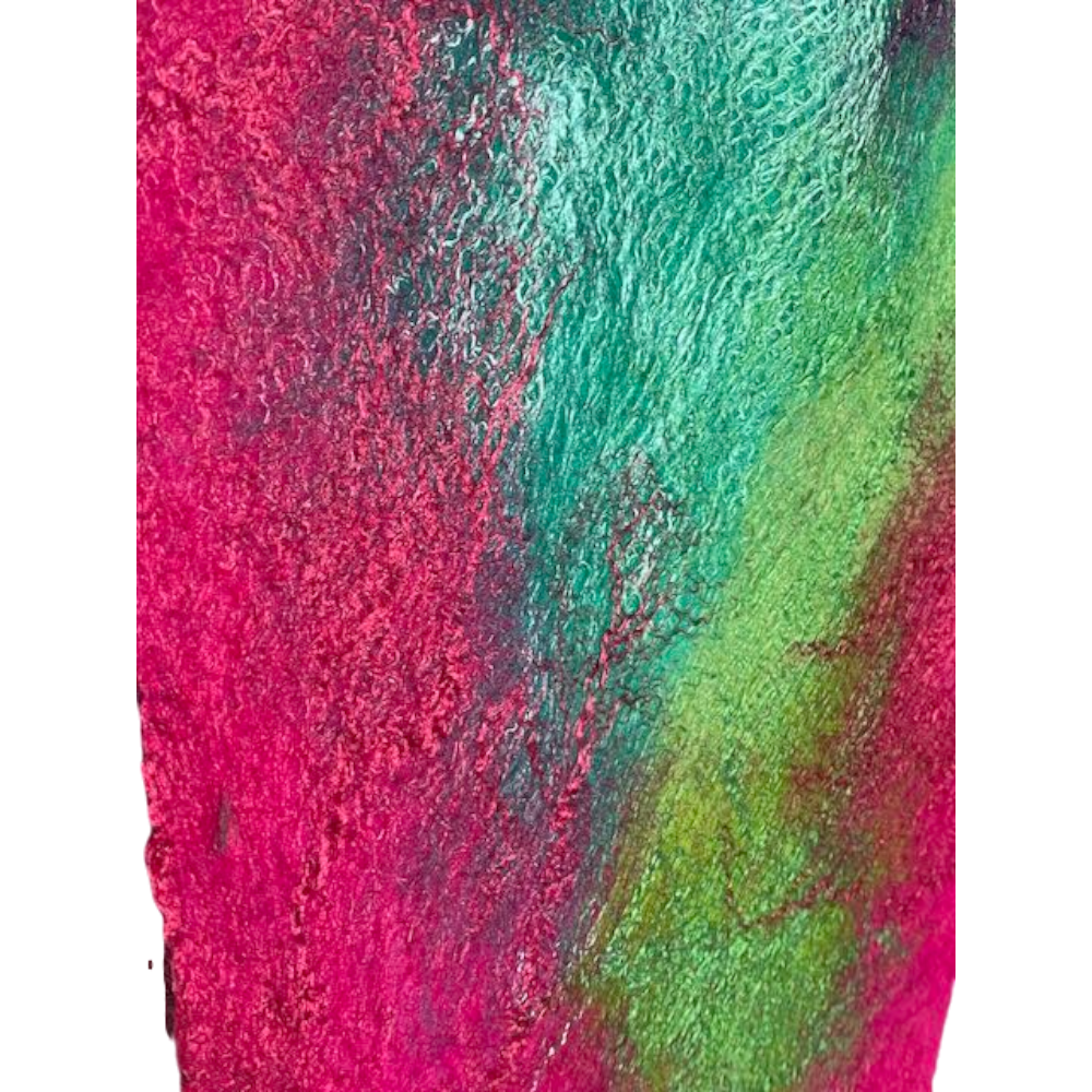 Aurora Long Infinity Scarf Cowl Handmade Wool and Viscose Felt - Image 7