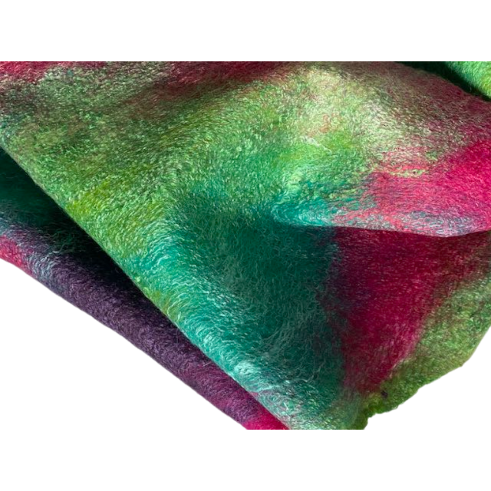 Aurora Long Infinity Scarf Cowl Handmade Wool and Viscose Felt - Image 9