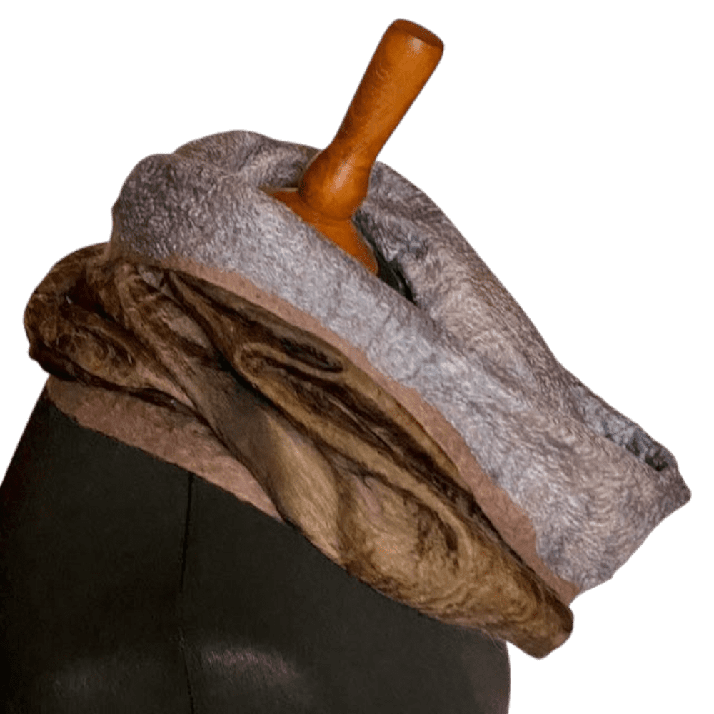 Chestnut Brown Silk and Wool Cowl Handmade Unique Nuno Felted Featuring Botanical Leaf Prints - Image 6