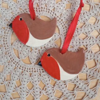 Robin Hanging Ornament: Ceramic Christmas Decor