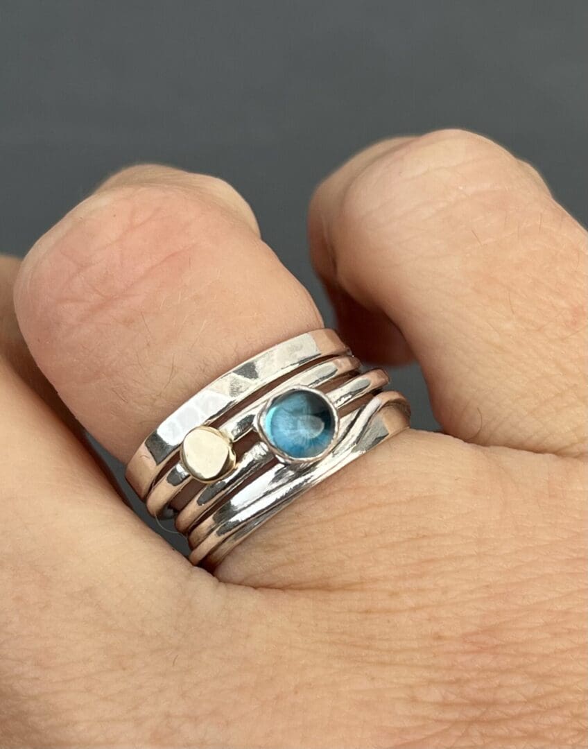 Blue Topaz Stack Ring - Image 8
